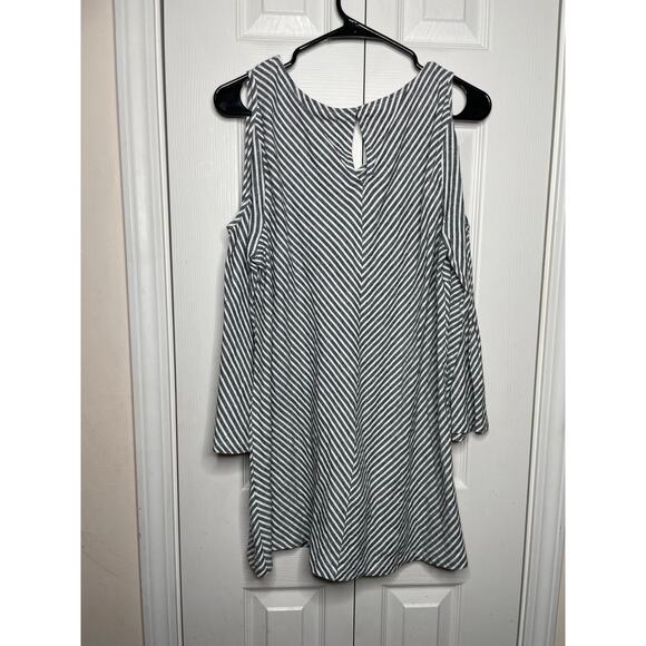 NEW Soft Surroundings Landfall Tunic Striped Cold Shoulder Womens Size Large - Picture 5 of 6
